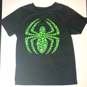 Marvel Black Tee with Green Spider In Clovers
